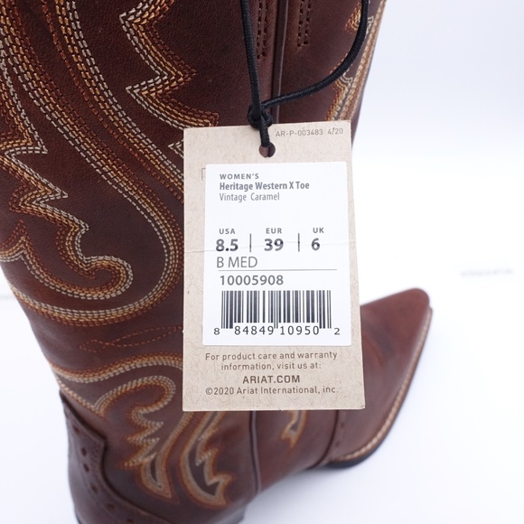 NEW Size 8.5 Women's ARIAT Heritage Western X-Toe Boots 10005908 Vintage Carmel - Picture 7 of 10